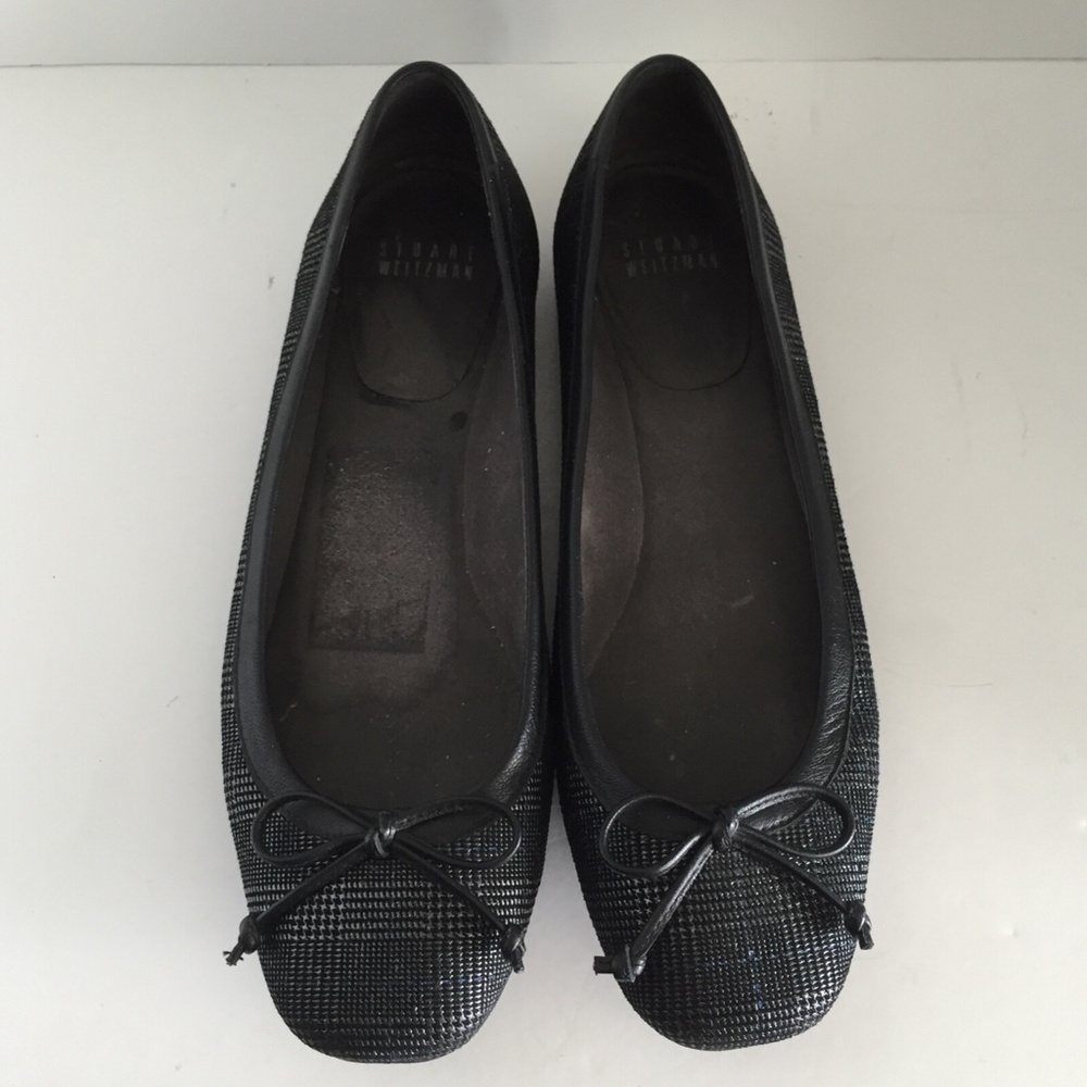 Stuart Weitzman Women's Shoes Ballet Flats Plaid Square Toe Bow Size 7M